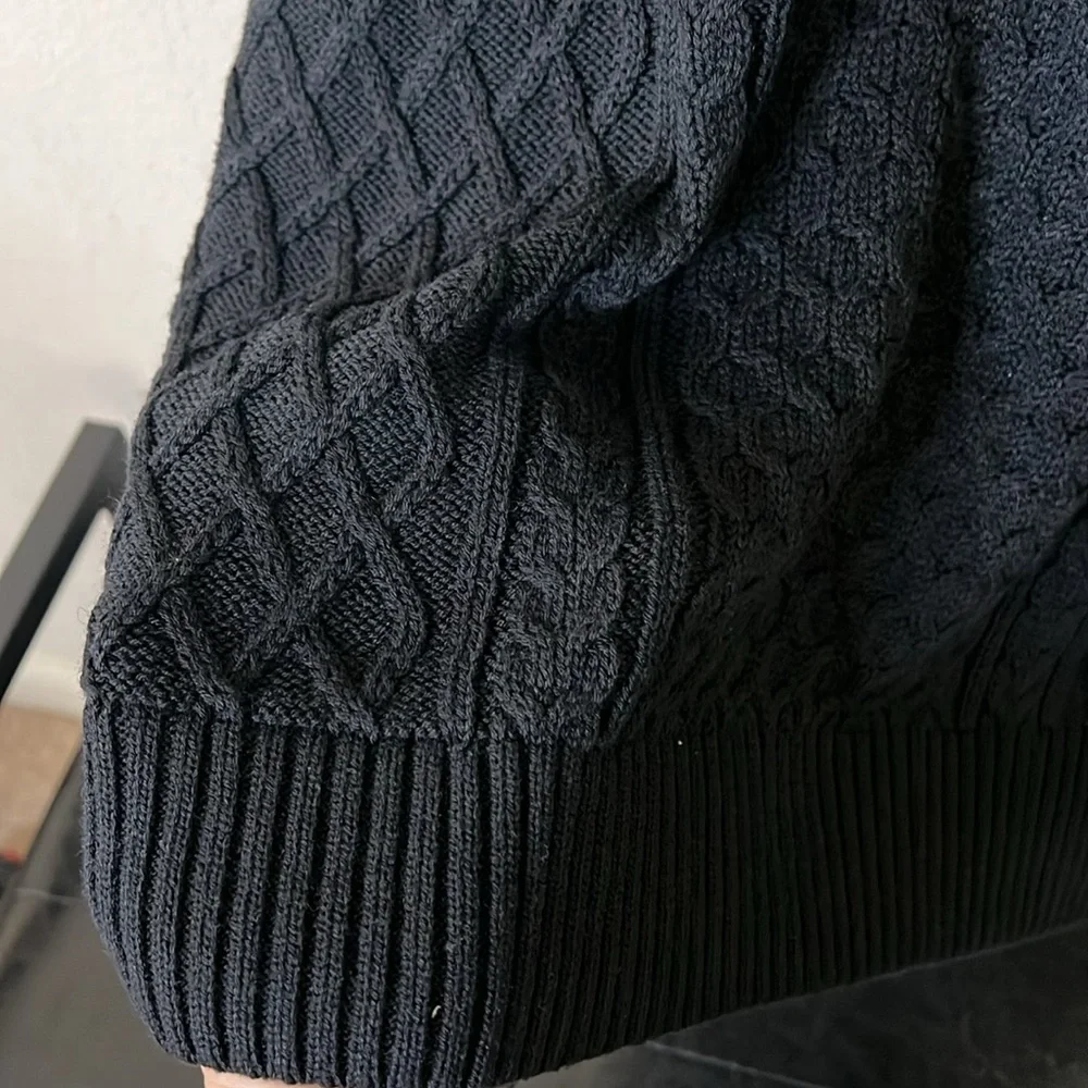 Nike Cable Knit Sweater Turtleneck Black Size Medium Mens Loose Fit - Picture 6 of 16